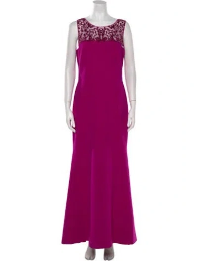 Pre-owned Theia Scoop Neck Long Dress In Purple