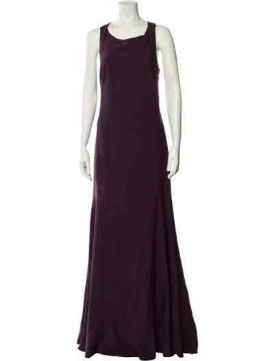 Pre-owned Theia Scoop Neck Long Dress In Purple