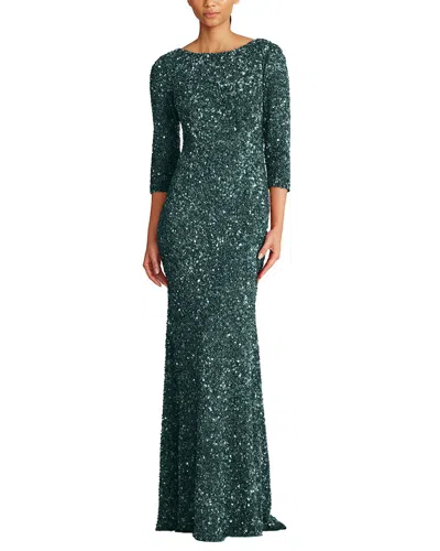 Theia Sequin Gown In Green
