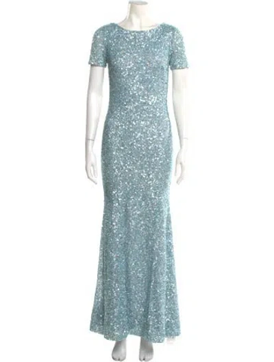 Pre-owned Theia Sequin Long Dress In Blue