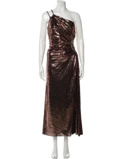 Pre-owned Theia Sequin Long Dress In Brown