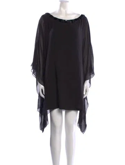 Pre-owned Theia Silk Knee-length Dress In Black