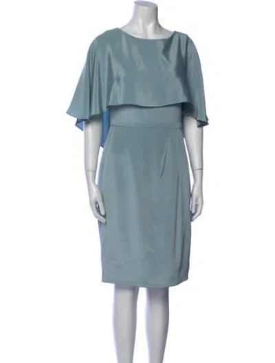 Pre-owned Theia Silk Knee-length Dress In Blue