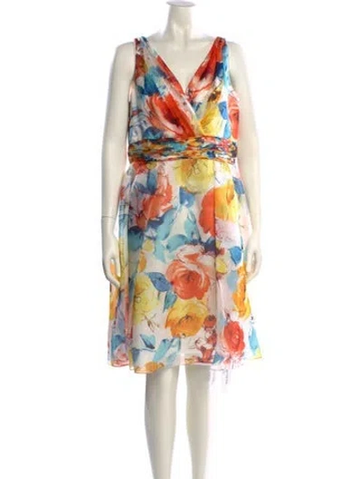Pre-owned Theia Silk Knee-length Dress In Multi