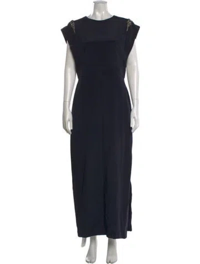 Pre-owned Theia Silk Long Dress In Blue