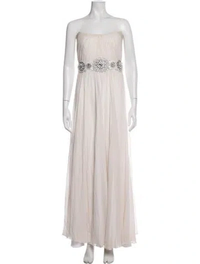 Pre-owned Theia Silk Long Dress In Pink