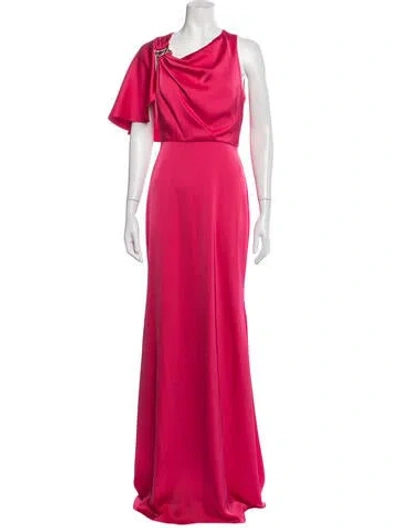 Pre-owned Theia Silk Long Dress In Pink
