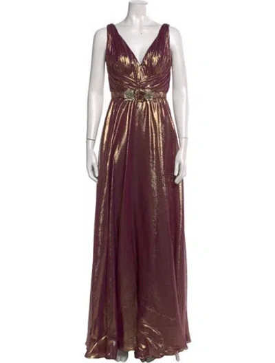 Pre-owned Theia Silk Long Dress W/ Tags In Multi