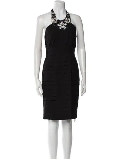 Pre-owned Theia Silk Mini Dress In Black