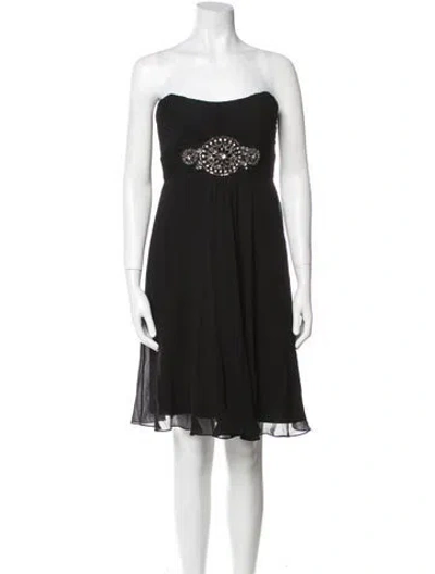 Pre-owned Theia Silk Mini Dress In Black