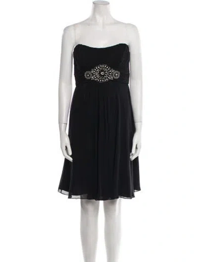 Pre-owned Theia Silk Mini Dress In Black