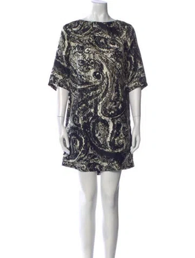 Pre-owned Theia Silk Mini Dress In Blue