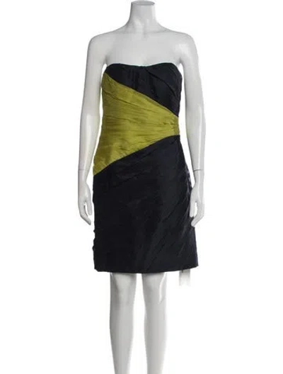 Pre-owned Theia Silk Mini Dress In Blue