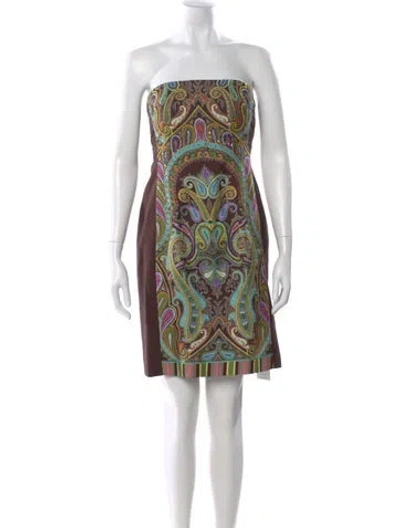 Pre-owned Theia Silk Mini Dress In Brown