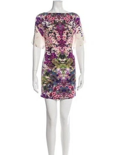 Pre-owned Theia Silk Mini Dress In Multi