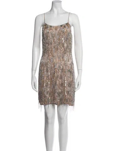 Pre-owned Theia Silk Mini Dress In Pink