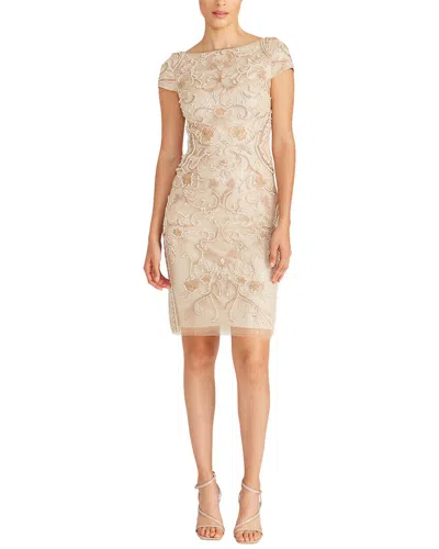 Theia Silvia Bateau Beaded Dress In Neutral
