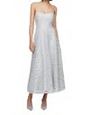 Theia Sleeveless Tulle Midi Dress In French Silver In Silver