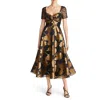 Theia Sonya Womens Beaded Metallic Evening Dress