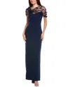 Theia Sophia Womens Beaded Polyester Evening Dress In Blue