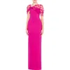 Theia Sophia Womens Beaded Polyester Evening Dress