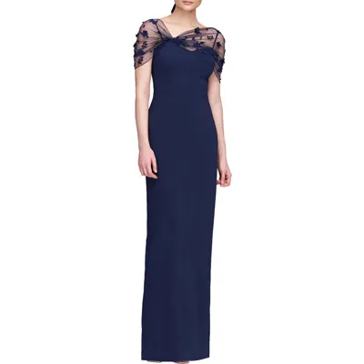 Theia Sophia Womens Beaded Polyester Evening Dress