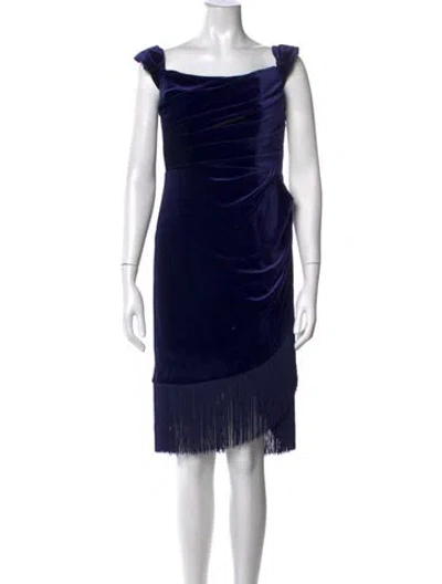 Pre-owned Theia Square Neckline Knee-length Dress W/ Tags In Blue
