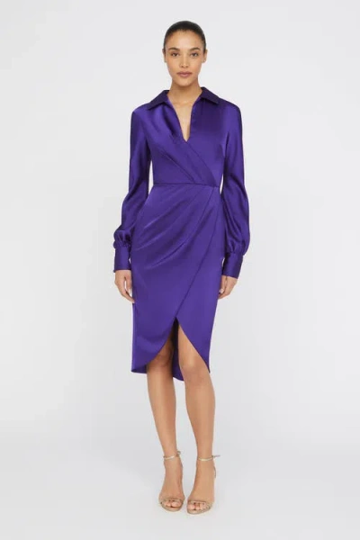 Theia Steph Shirt Wrap Dress In Purple