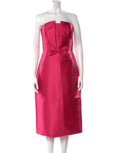 Pre-owned Theia Strapless Knee-length Dress W/ Tags In Pink