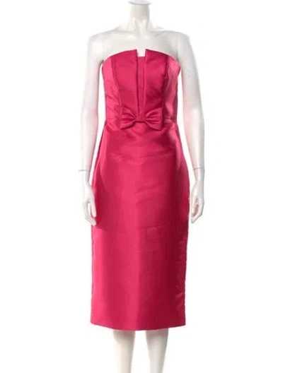 Pre-owned Theia Strapless Knee-length Dress W/ Tags In Pink