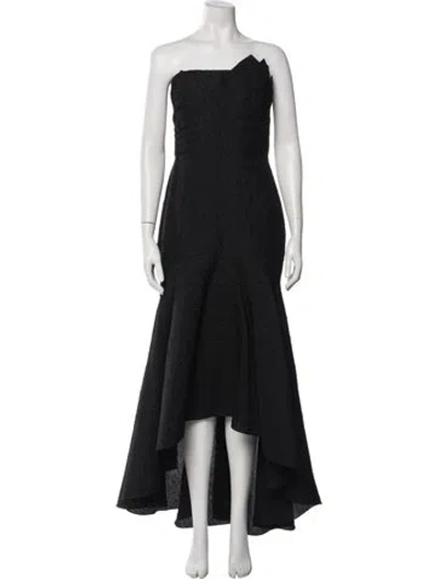 Pre-owned Theia Strapless Long Dress In Black
