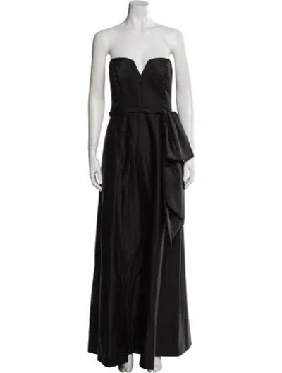 Pre-owned Theia Strapless Long Dress In Black