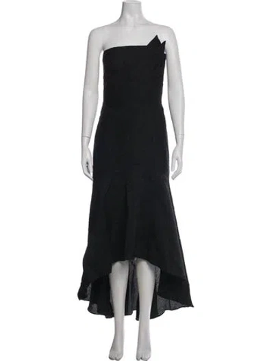 Pre-owned Theia Strapless Long Dress In Black