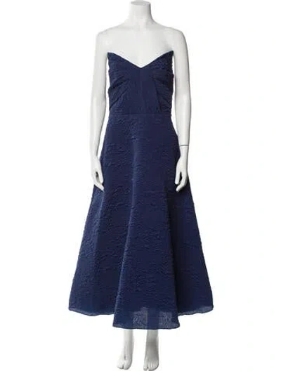 Pre-owned Theia Strapless Long Dress In Blue