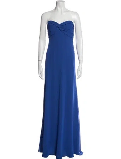 Pre-owned Theia Strapless Long Dress In Blue