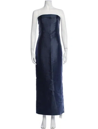 Pre-owned Theia Strapless Long Dress In Blue