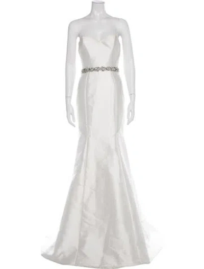 Pre-owned Theia Strapless Long Dress In Neutrals