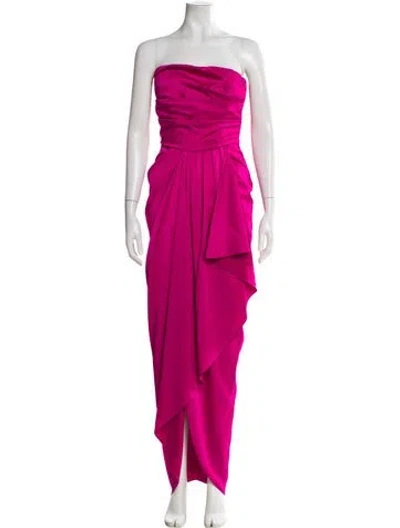 Pre-owned Theia Strapless Long Dress In Purple