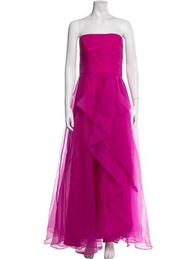 Pre-owned Theia Strapless Long Dress In Purple
