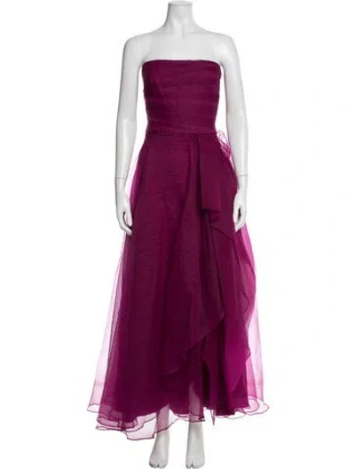 Pre-owned Theia Strapless Long Dress In Purple