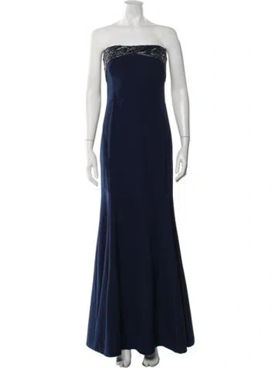Pre-owned Theia Strapless Long Dress W/ Tags In Blue