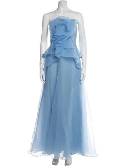 Pre-owned Theia Strapless Long Dress W/ Tags In Blue