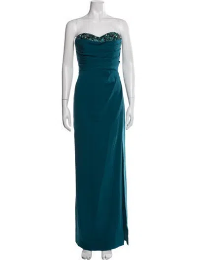 Pre-owned Theia Strapless Long Dress W/ Tags In Blue