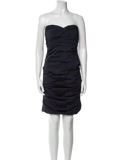 Pre-owned Theia Strapless Mini Dress In Blue
