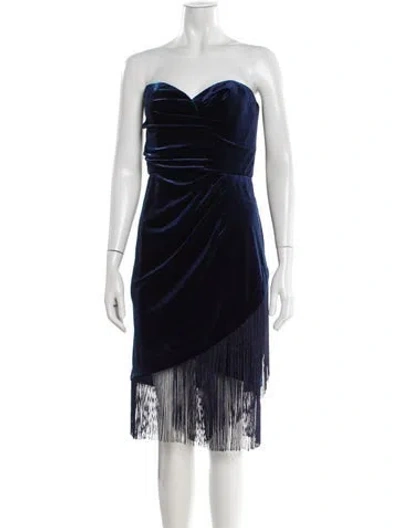 Pre-owned Theia Strapless Mini Dress In Blue