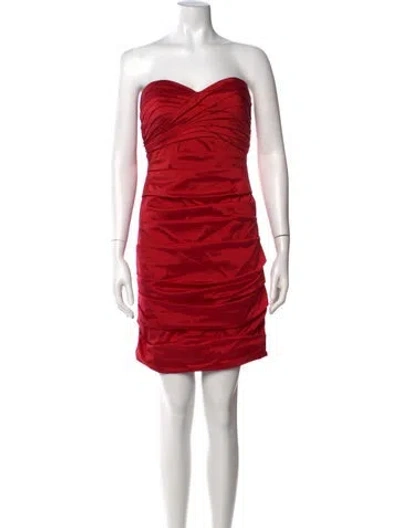 Pre-owned Theia Strapless Mini Dress In Red
