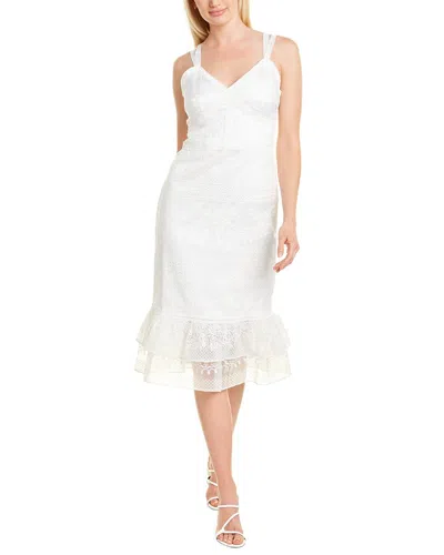 Theia Sweetheart Lace Midi Dress In White