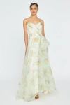 Theia Tanya Organza A-line Gown In Green