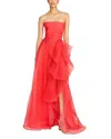 Theia Teresa Strapless Draped Gown