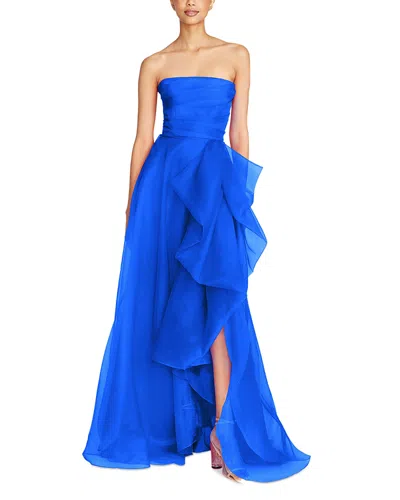 Theia Teresa Draped Gown In Blue